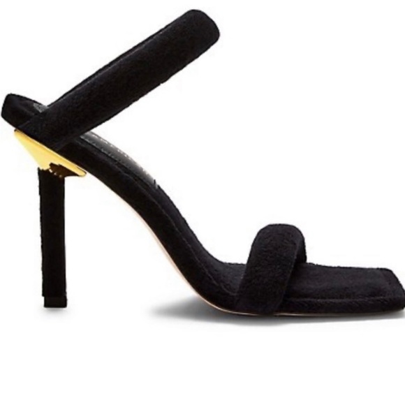 NIB GOOD AMERICAN Black Terry Ankle Wrap Sandals Size 9 - Picture 4 of 5